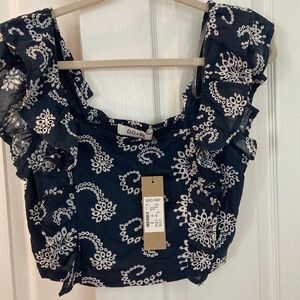 Do+Be Navy and White Women's Top Size M